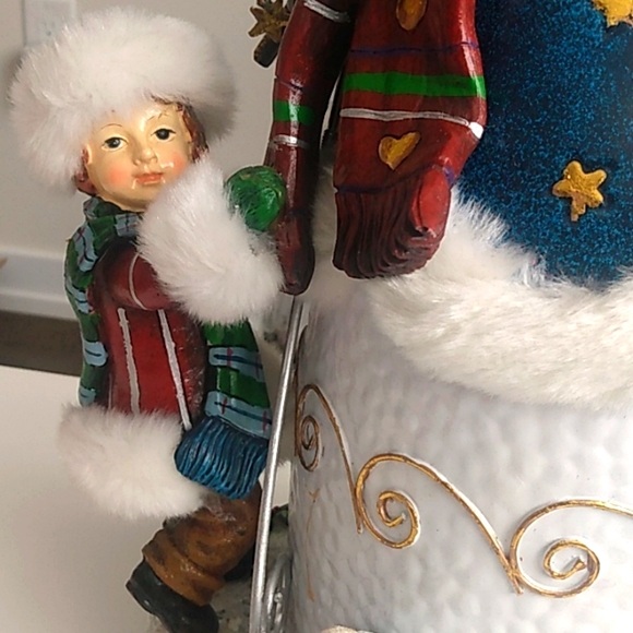 Decorative Festive Snowman Figurine Hand Crafted and Painted with Metal Accents - Picture 5 of 10